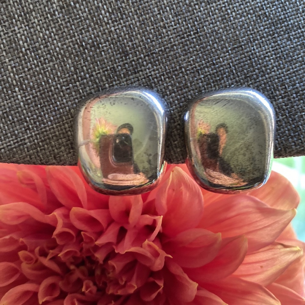Large Heavy Vintage 925 Sterling Silver Earrings